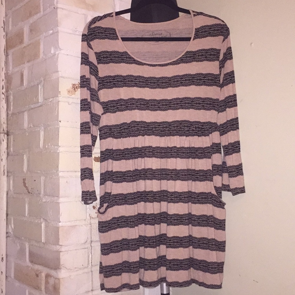 Soma Womens Lace Striped Loungewear Dress